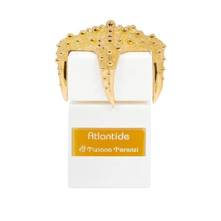 Botella de Atlantide perfume by Tiziana Terenzi, diseño elegante con motivo de estrella de mar y detalles premium EDP 100 ml.