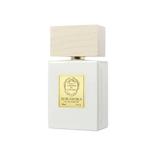 Botella de Borabora perfume Giardini Di Toscana, diseño elegante con detalles dorados y EDP 100 ml.