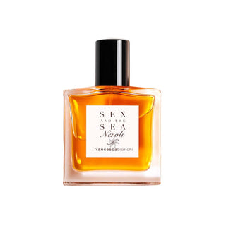 Botella de Sex and The Sea Neroli perfume por Francesca Bianchi, diseño ámbar elegante con tapa negra y detalles sofisticados.
